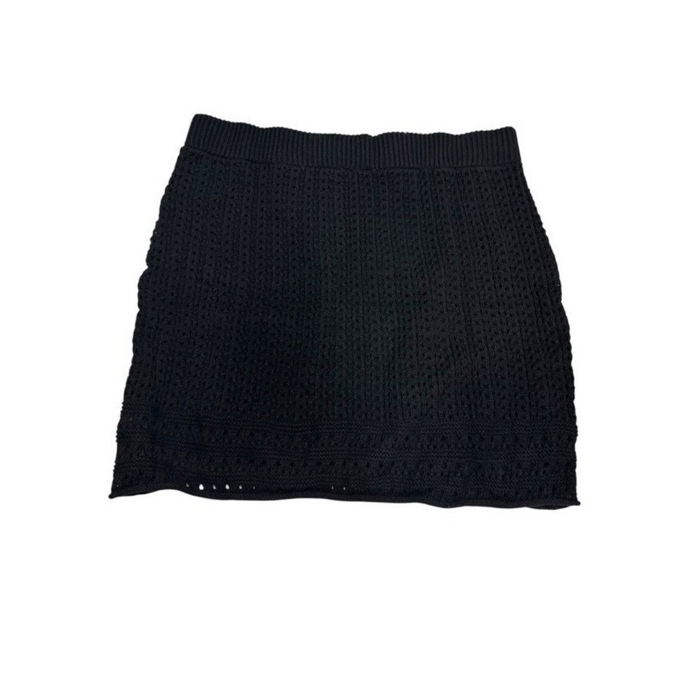 Universal Thread Black Knitted Mini Skirt Pointelle Cotton Blend XL New